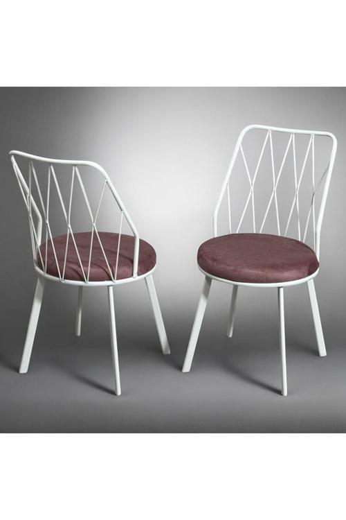 8 Adet Beyaz Yıldız Metal Tel Sandalye Mutfak Cafe Sandalyesi