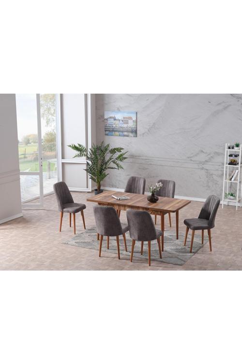 Lale Açılır 6 Kişilik Mutfak Masası Takımı Yemek Masası Takımı