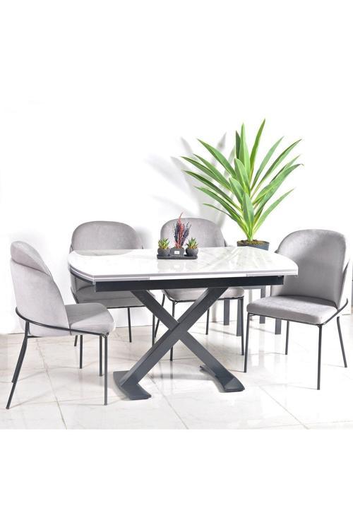 Mutfak Masası Takımı 6 Kişilik Açılır Masa Yemek Masası Mutfak Sandalyesi Masa Sandalye Takımı