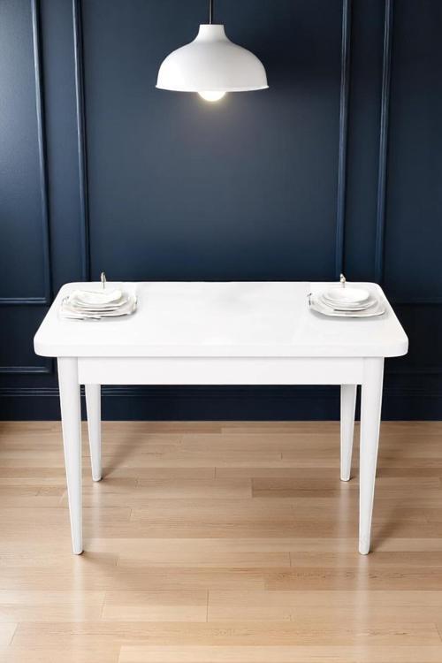 Tina Serisi Beyaz 70 X 110 Suntalam Ahşap Ayaklı Kaliteli Sabit Yemek Masası