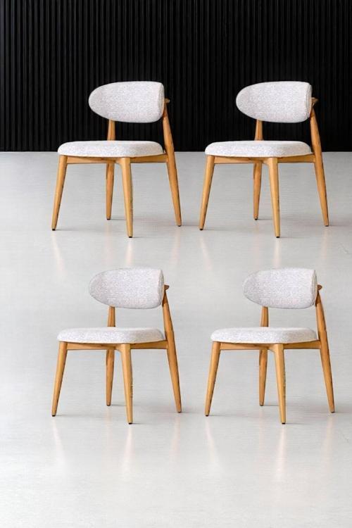 Polo Ahşap Sandalye 4 Adet Ahşap Mutfak Sandalyesi Salon Sandalyesi Yemek Masası Sandalyesi