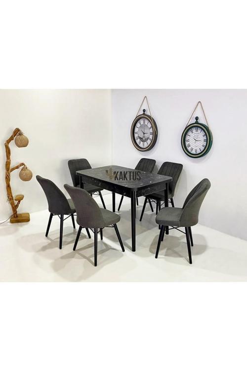 6 Kişilik Açılır Masa Sandalye Mutfak Salon Yemek Masası Takımı
