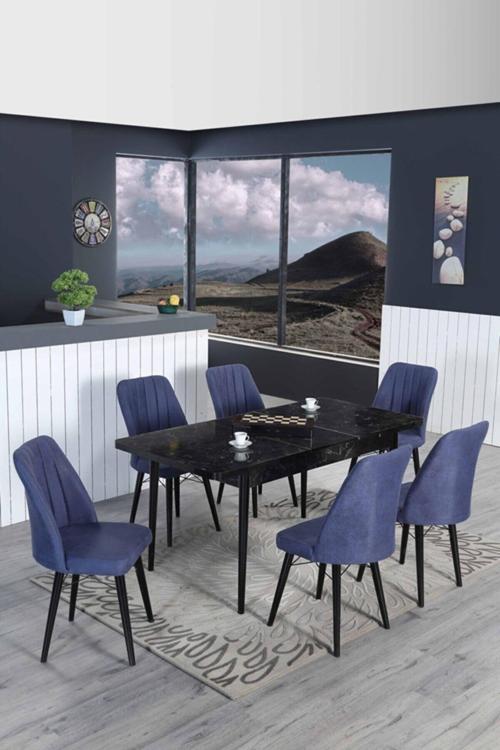 6 Kişilik Açılır Masa Sandalye Takımı Mutfak Masası