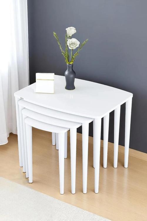 Zerra Mdf Lake Boyalı 1.Sınıf 4Lü Zigon Sehpa Takımı