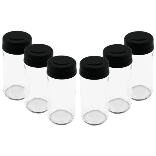 6 Pcs Cam - 225ml Baharatlık - Tuzluk Plastik Kapak