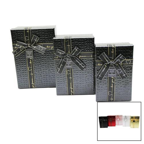 3 Lü Dikdörtgen Deri Desenli Hediye Kutusu