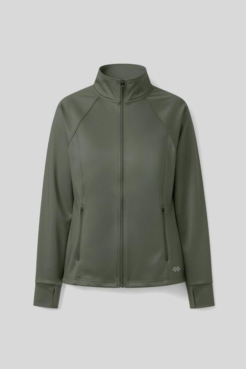 Haki Fermuarlı Dik Yaka Basic Rahat Form Kadın Koşu Ceketi - 97310