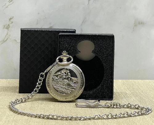 MDB Özel Kutulu Tren Temalı Gümüş Köstekli Saat