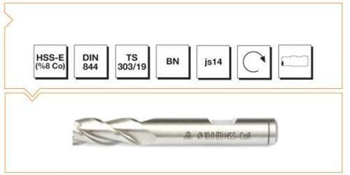Makina Takım HSS DIN 844 BN Silindirik Saplı Parmak Freze 12.0 mm(Kısa)-MTE B00276181200
