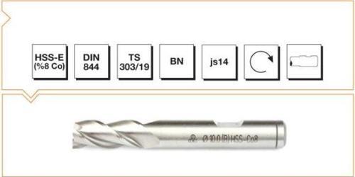 HSS - E (%8Co) DIN 844 BN Silindirik Saplı Parmak Freze - KISA 30 MM