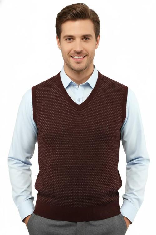 Erkek V Yaka Süveter Çelik Örgü Regular Kalıp 5201H BGL-ST04842