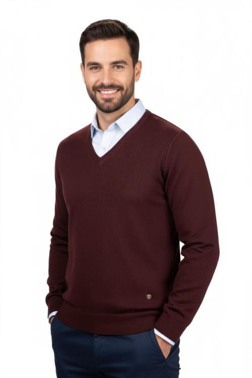 Erkek V Yaka Triko Kazak Çelik Örgü Klasik Kalıp 4241D BGL-ST04849