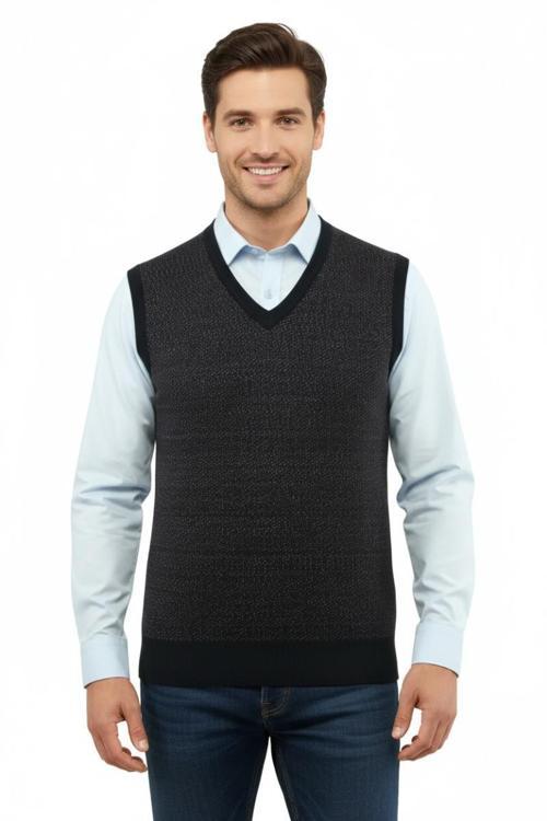 Erkek V Yaka Süveter Çelik Örgü Regular Kalıp 5206H BGL-ST04841