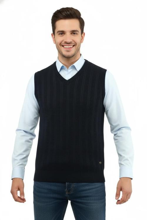 Erkek V Yaka Süveter Çelik Örgü Regular Kalıp 5209H BGL-ST04843