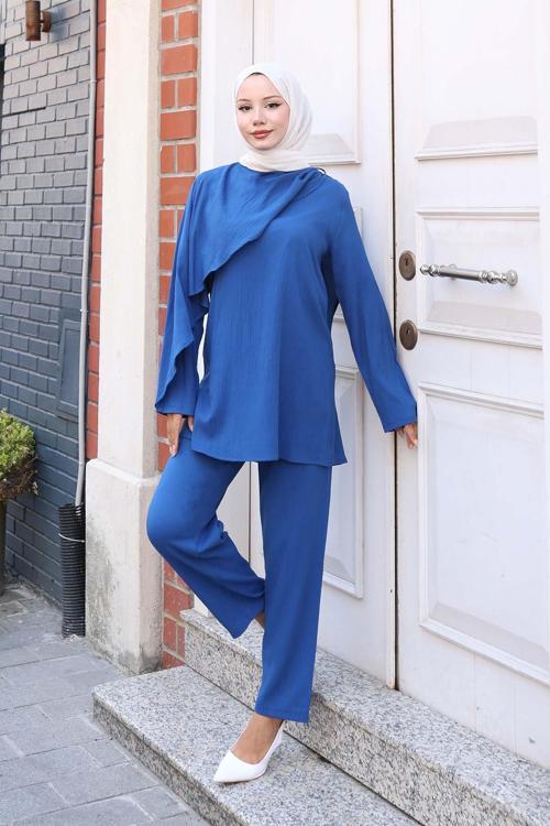Pelerin Detaylı Takım İndigo