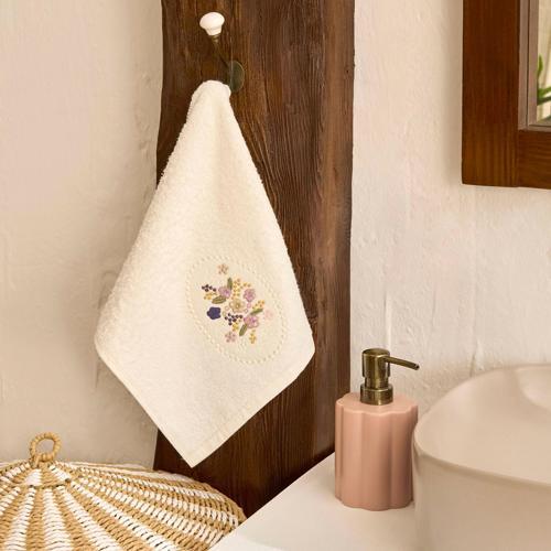 Artisan Coneflower %100 Pamuk El Havlusu Ekru 30x50 cm