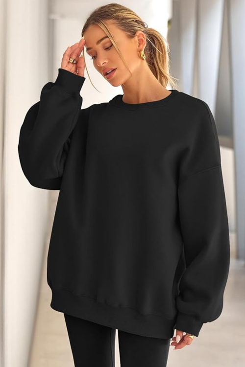 Genıus Store Kadın Sweatshirt Oversize Geniş Kalıp İçi Şardonlu Bisiklet Yaka Oversize Sweatshirt KADIN-SWEATSHIRT