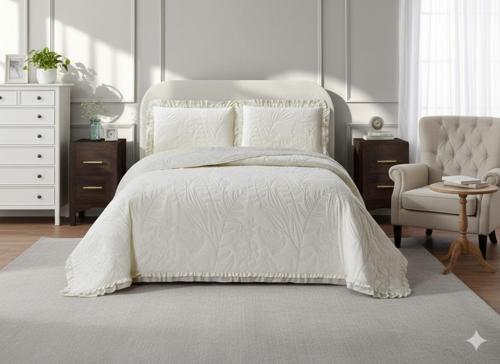 KAPİTONELİ YATAK ÖRTÜSÜ TEK KİŞİLİK MADRİD KREM