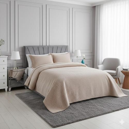 NUBUK YATAK ÖRTÜSÜ ÇİFT KİŞİLİK İSTANBUL TAŞ