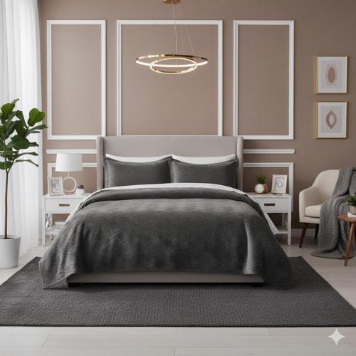 VİCENZA ÇİFT KİŞİLİK TAY TÜYÜ YATAK ÖRTÜSÜ ANTRASİT