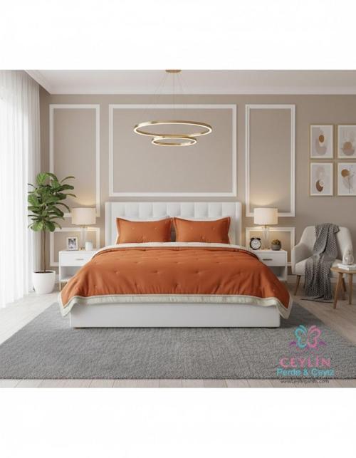 POİNT ÇİFT KİŞİLİK YATAK ÖRTÜSÜ KİREMİT