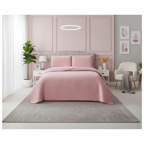 KAPİTONELİ YATAK ÖRTÜSÜ ÇİFT KİŞİLİK VENEDİK PUDRA