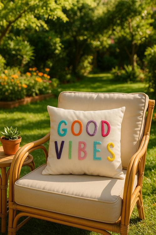 Good Vıbes Model Punch Kırlent Kılıfı