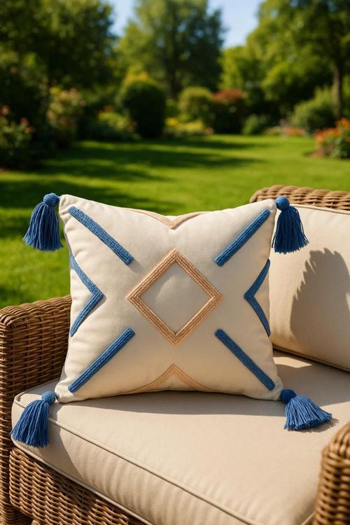 Renkli Çapraz Model Punch Kırlent Kılıfı