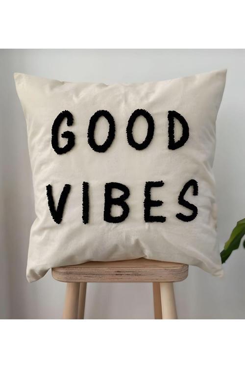 Good Vibes Kırlent Işleme Punch ( Panç ) Hediyelik Süs El Yapımı El Emeği Punch Işi Panç Dekor