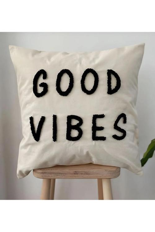 Good Vıbes Punch İşleme Kırlent Kılıfı