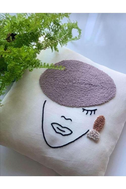 Kırlent Işleme Punch ( Panç ) Hediyelik Süs El Yapımı El Emeği Punch Dekoratif Yastık Kılıfı