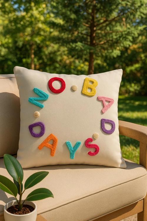 Kırlent Işleme Punch ( Panç ) Hediyelik Süs El Emeği Punch Işi Panç Dekoratif Yastık Kılıfı