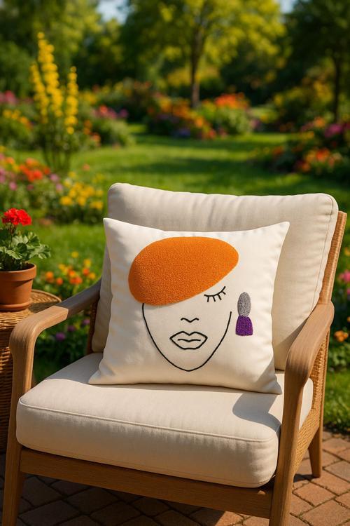 Kırlent Işleme Punch ( Panç ) Hediyelik Süs El Yapımı El Emeği Punch Dekoratif Yastık Kılıfı