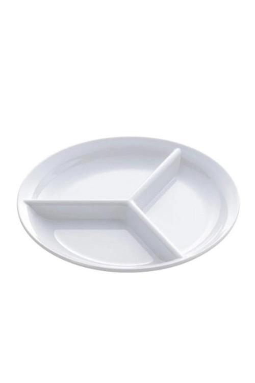 Melbone Melamin 3 Bölmeli Yuvarlak Meze Servis Tabak 23 cm