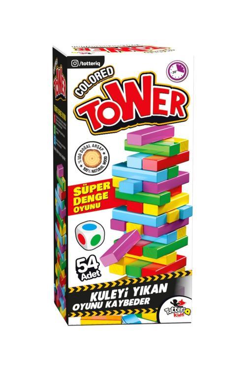 Renkli Denge(Jenga) Oyunu,Ahşap Denge Oyunu,Ahşap Küçük (Mini)Boy