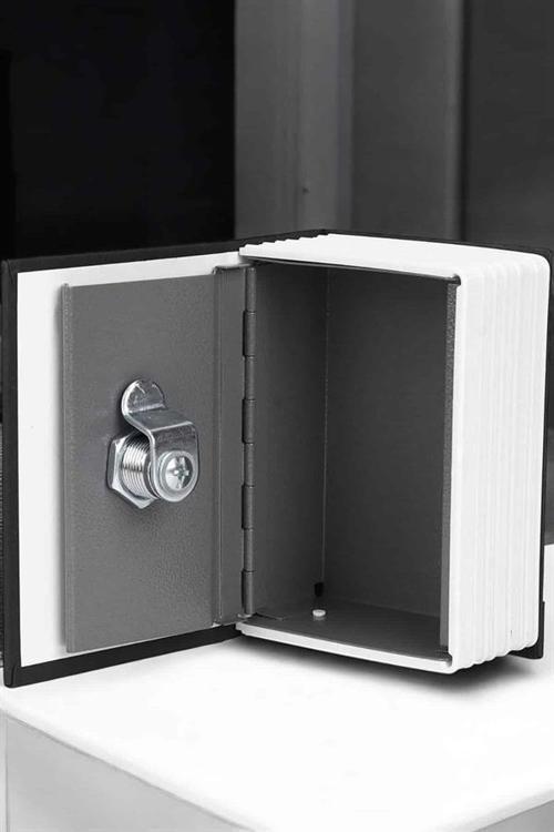 Gizli Kasa Kitap Görünümlü Anahtarlı Çelik Mini Kasa