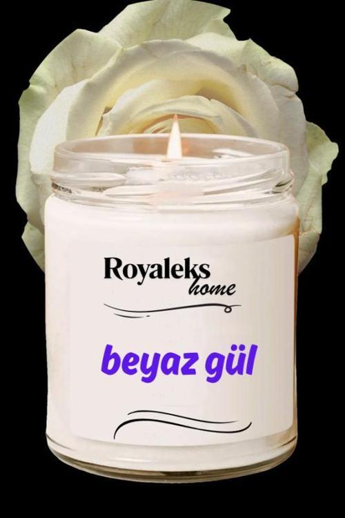 Doğal Özel Seri Kokulu Dekoratif Kavanoz Mum 210 cc - Beyaz Gül - RYL