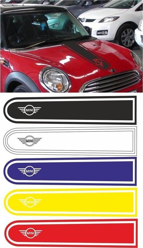 Mini Copper Cooper Logolu Otomobil Ön Kaput Şeridi Kaput Sticker Siyah