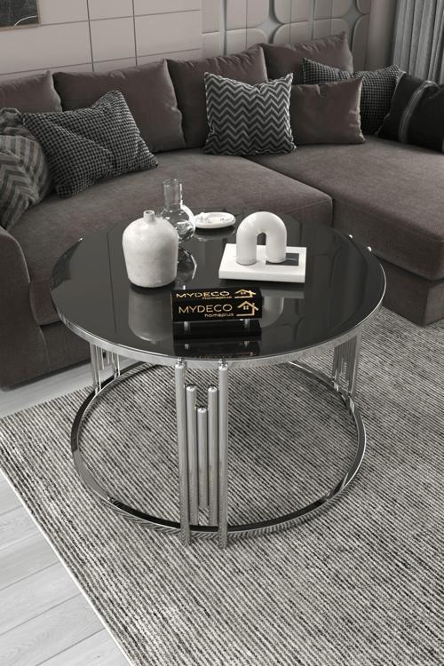 Piyano Gümüş Füme Tekli Orta Sehpa Takımı