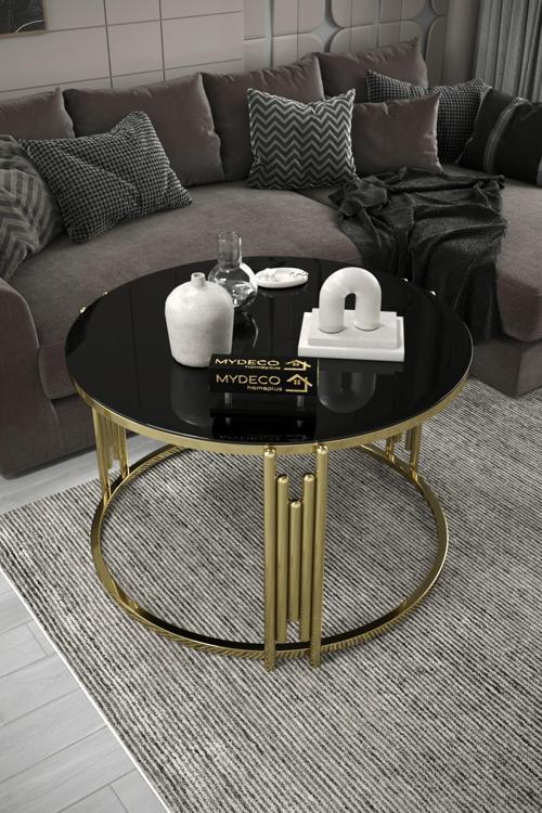 Piyano Gold Siyah Tekli Orta Sehpa Takımı