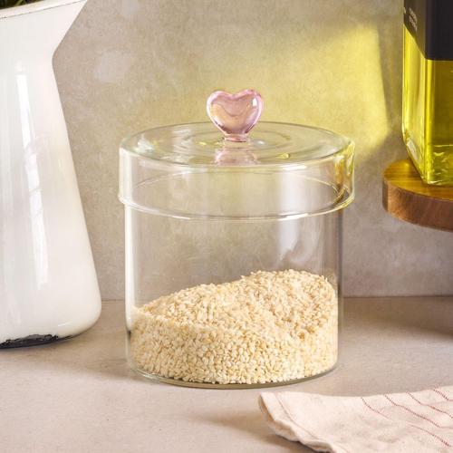 Hearts Borosilikat Cam Kavanoz 600 ml 10x10 cm