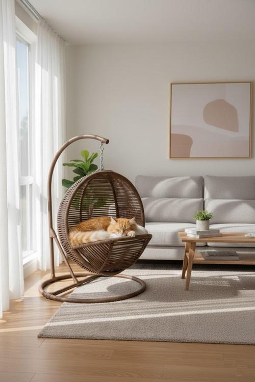 Pet Lüxperi Kedi Salıncağı & Kedi Yatağı & Kafesi 38x45x65 cm Kahve