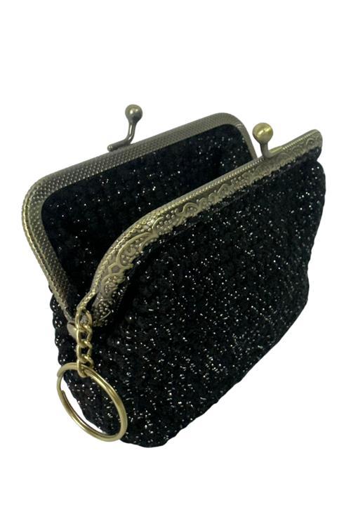 - Öznur 7392 1384 El Örgüsü Simli Model Şık Mini Bozuk Para Cüzdanı