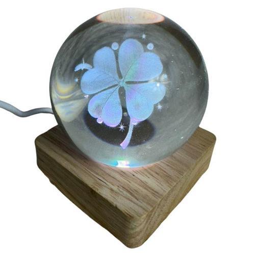 - Funda 1593 0157 Işıklı Ahşap Kare Kaideli Yonca Temalı Cam Küre /  6 Cm