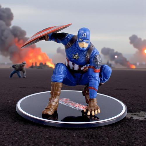 Marvel Avengers Yenilmezler Captain America Özel Stantlı Oyuncak Figür Karakter Masaüstü Biblo Seti