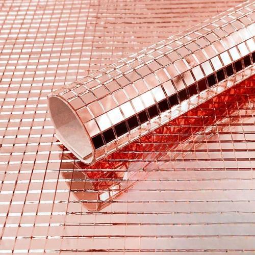 BUFFER® Kare Bronz Cam Mozaik Fayans Çıkartmaları El İşi Kare Cam Fayans Kendinden Yapışkanlı Aynalı Dekor Panel 30x30 Cm