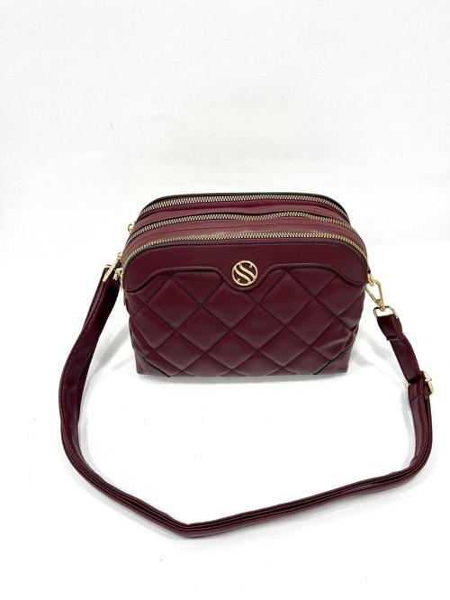 Kadın Ayarlanabilir Çapraz Askılı 4 Bölmeli Borda Mat Omuz ve Çapraz Çanta  S-1267