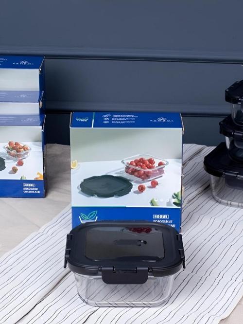 Freshlock Siyah Cam Kare Saklama Kabı 1100 ml - 104