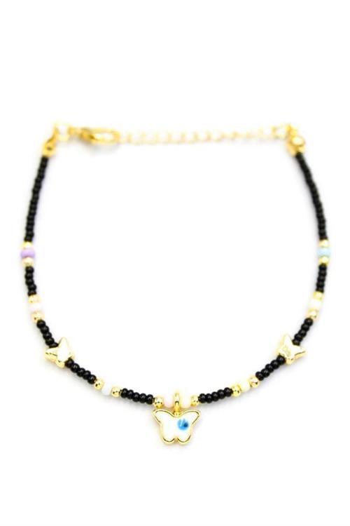 Kelebek Boncuk Bileklik - Siyah