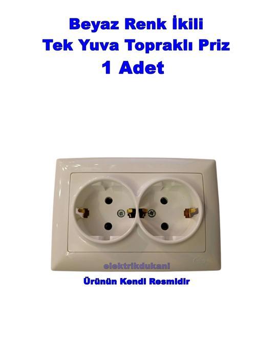 Visage BEYAZ Sıva Altı İkili Topraklı Priz (ÇERÇEVELİ)